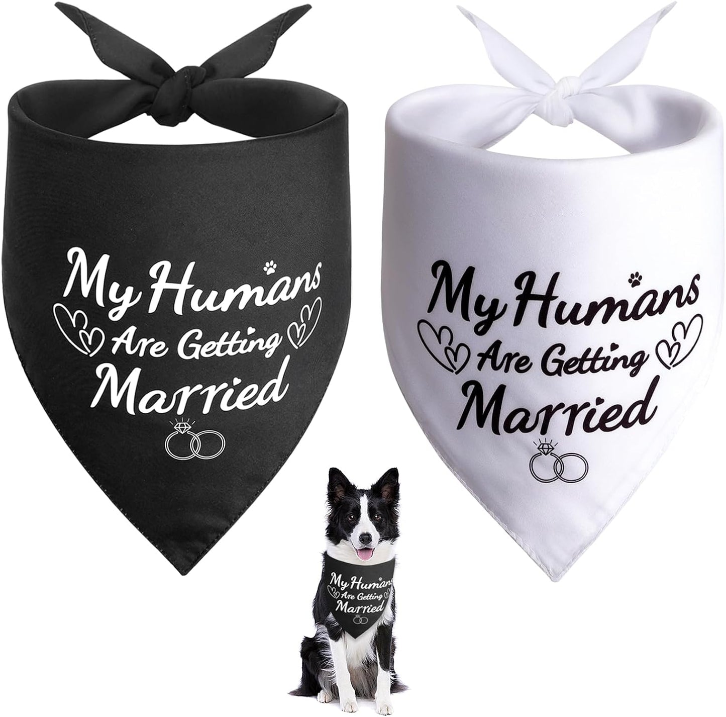 Engagement Gifts for Dog Lovers, 2 Pack Dog Wedding Outfit Bandanas, Amazing Wedding Gifts for Couples Who Own Pets, Ideal Presents for Bride and Groom, Hen Party, Engagement Decoration - L