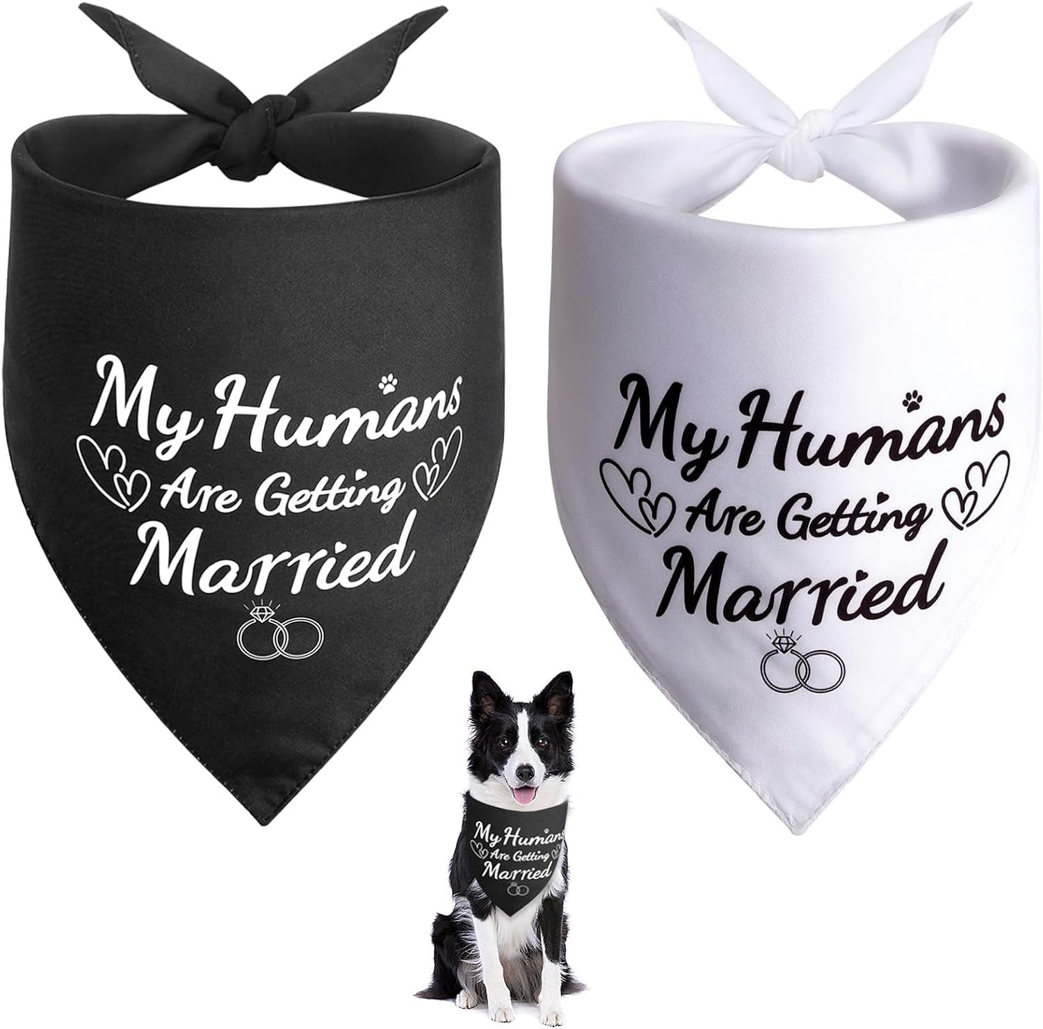 Engagement Gifts for Dog Lovers, 2 Pack Dog Wedding Outfit Bandanas, Amazing Wedding Gifts for Couples Who Own Pets, Ideal Presents for Bride and Groom, Hen Party, Engagement Decoration - L