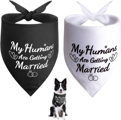 Engagement Gifts for Dog Lovers, 2 Pack Dog Wedding Outfit Bandanas, Amazing Wedding Gifts for Couples Who Own Pets, Ideal Presents for Bride and Groom, Hen Party, Engagement Decoration - L