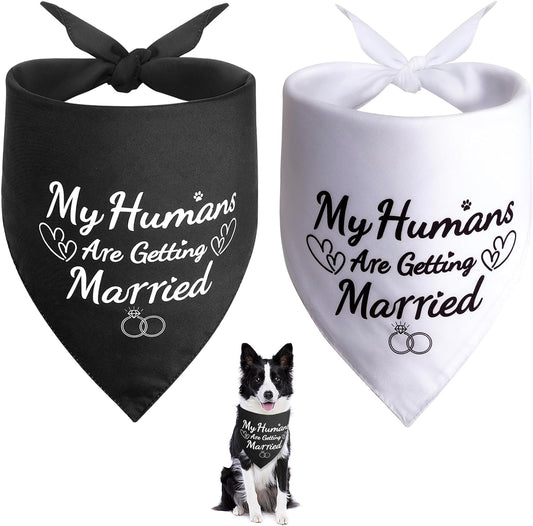 Engagement Gifts for Dog Lovers, 2 Pack Dog Wedding Outfit Bandanas, Amazing Wedding Gifts for Couples Who Own Pets, Ideal Presents for Bride and Groom, Hen Party, Engagement Decoration - L