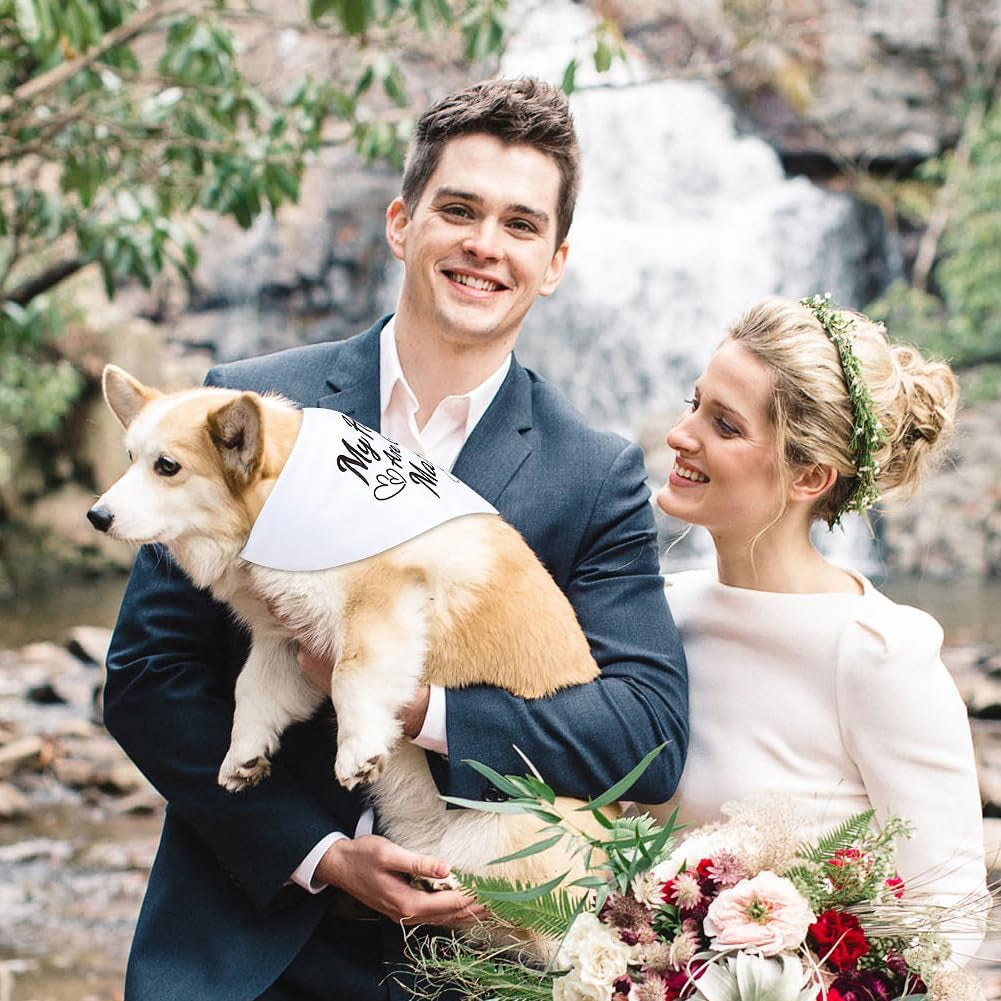 Engagement Gifts for Dog Lovers, 2 Pack Dog Wedding Outfit Bandanas, Amazing Wedding Gifts for Couples Who Own Pets, Ideal Presents for Bride and Groom, Hen Party, Engagement Decoration - L