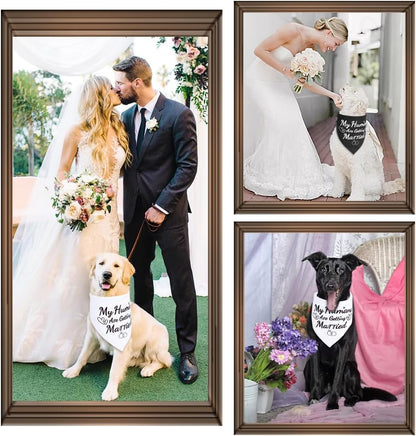 Engagement Gifts for Dog Lovers, 2 Pack Dog Wedding Outfit Bandanas, Amazing Wedding Gifts for Couples Who Own Pets, Ideal Presents for Bride and Groom, Hen Party, Engagement Decoration - L