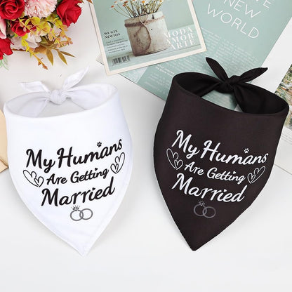 Engagement Gifts for Dog Lovers, 2 Pack Dog Wedding Outfit Bandanas, Amazing Wedding Gifts for Couples Who Own Pets, Ideal Presents for Bride and Groom, Hen Party, Engagement Decoration - L
